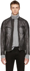 Belstaff Grey Leather Weybridge Jacket | ModeSens
