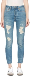 RE/DONE Blue Originals High-Rise Ankle Crop Rigid Jeans