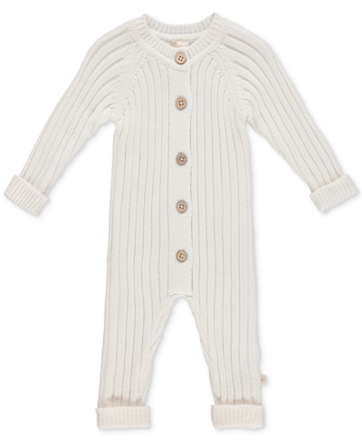 Chickpea Snug By  Baby Cotton Chunky-ribbed-knit Coverall In Cream