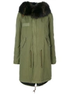 MR & MRS ITALY RACOON FUR TRIM HOODED COAT,PK018SC212138392