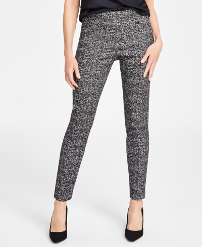 Inc International Concepts Petite Mid-rise Pull-on Jacquard Bengaline Skinny Pants, Created For Macy's In Texture Jacquard