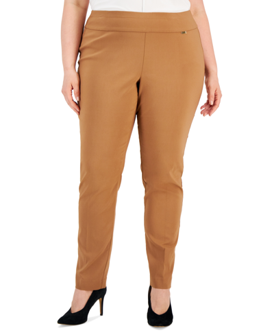 Inc International Concepts Plus And Petite Plus Size Tummy-control Skinny Pants, Created For Macy's In Brown Saira