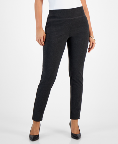Inc International Concepts Petite Non-seamed Pull-on Skinny Pants, Created For Macy's In Heather Grey