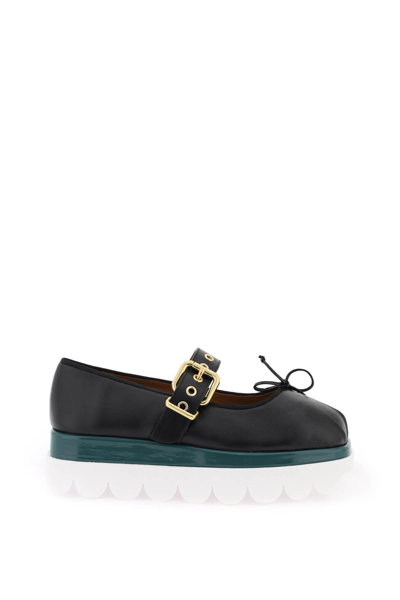 MARNI NAPPA LEATHER MARY JANE WITH NOTCHED SOLE