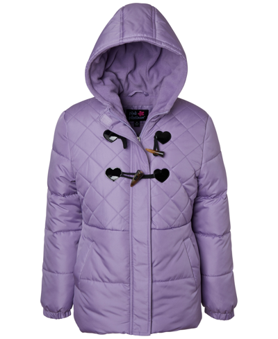 Wippette Pink Platinum Toddler & Little Girls Hooded Toggle-detail Quilted Puffer Jacket In Dusty Lilac