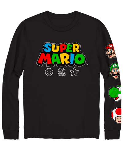 Hybrid Men's Super Mario Long Sleeve T-shirt In Black