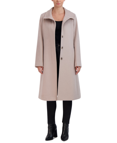 Cole Haan Womens Stand-collar Single-breasted Wool Blend Coat In Stone