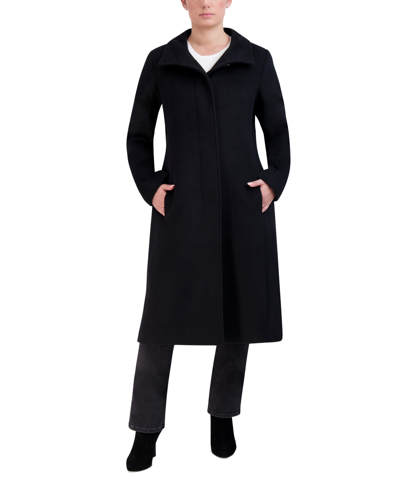 Cole Haan Women's Stand-collar Single-breasted Wool Blend Coat In Black