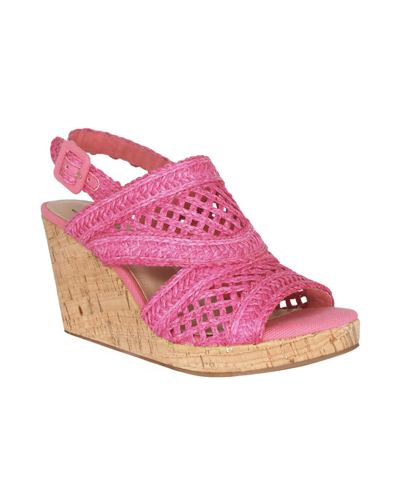 Impo Women's Teangi Raffia Slingback Platform Wedge Sandals In Carnation
