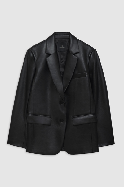 Anine Bing Classic Blazer In Black Recycled Leather
