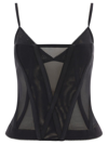 Dion Lee Oblique Mesh Corset Top In Black