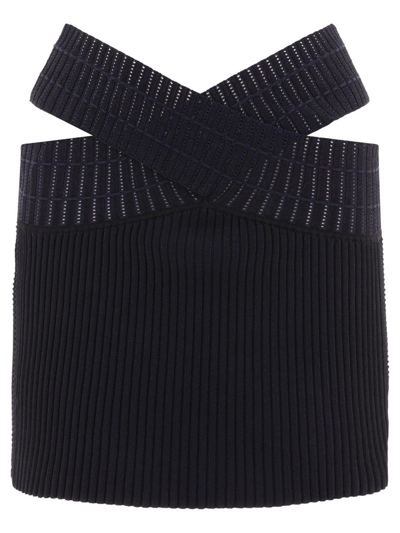 Dion Lee Snakeskin Ribbed Mini Skirt In Black