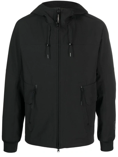 C.p. Company Goggle Hooded Shell-r Jacket In Black