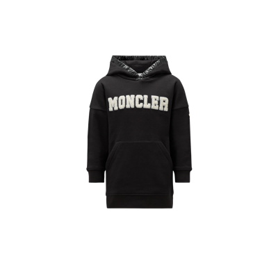 Moncler Kids' Hooded Sweatshirt Dress Black In Noir