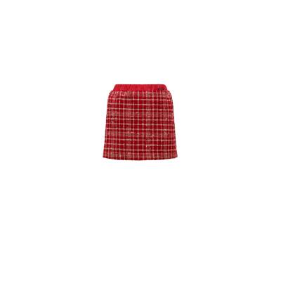 Moncler Kids' Plaid Tweed Skirt Multicolour In Multicolore