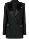 Hebe Studio Bianca Double-breasted Cady Blazer In Black
