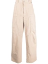 PALM ANGELS PALM ANGELS WIDE-LEG COTTON CARGO TROUSERS