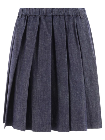 Aspesi Pleated Skirt In Blue