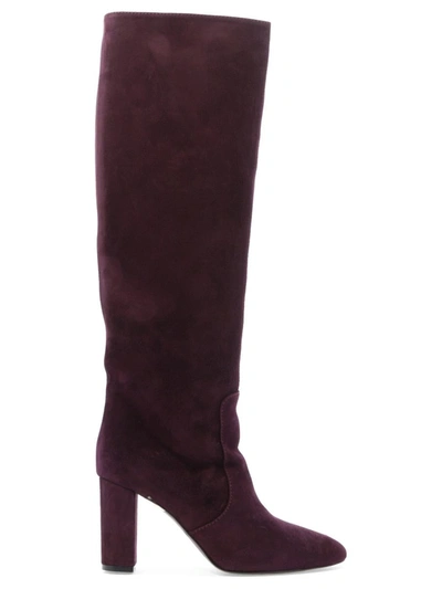 Via Roma 15 Suede Heeled Boots In Purple