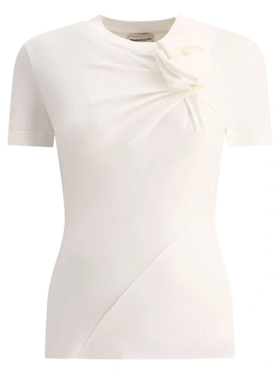 Alexander Mcqueen T-shirt With 3d Flower In White