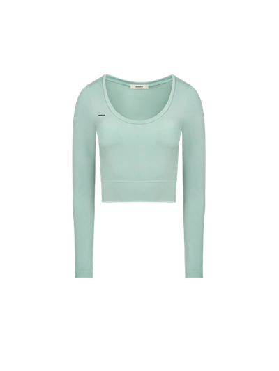 Pangaia Women's Plant-stretch Long Sleeve Cropped Top In Eucalyptus Blue