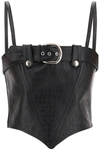 Alessandra Rich Croc-effect Leather Bustier