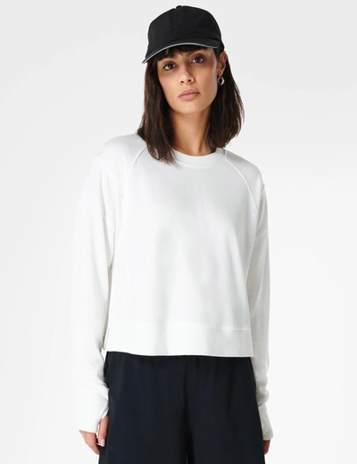 Sweaty Betty After Class Crop Sweatshirt In White