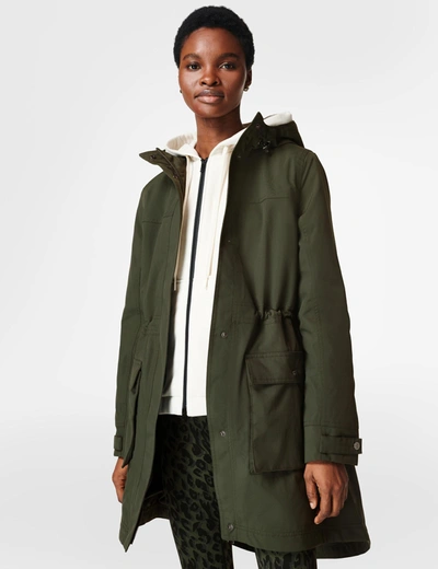 Sweaty Betty Stride Waterproof Parka In Green