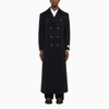 GUCCI GUCCI BLUE WOOL LONG DOUBLE-BREASTED COAT MEN