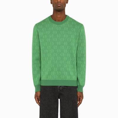 Gucci Gg Wool Jacquard Jumper In Green