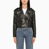 Palm Angels Zip-up Leather Jacket In Black