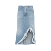 Chloé Distressed Denim Midi Skirt In Blue