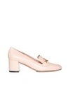 Bally Block Heel Pumps Metal Hardware In Dusty Petal 23 50