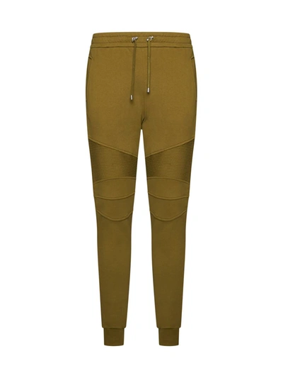 Balmain Ribbed  Printed Trousers In Green