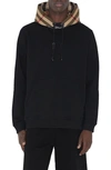 Burberry Samuel Sweatshirt With Check Hood In Black