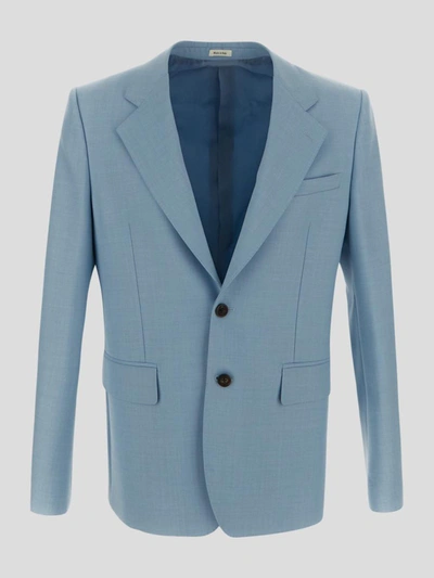 Alexander Mcqueen Wool Jacket In Blue