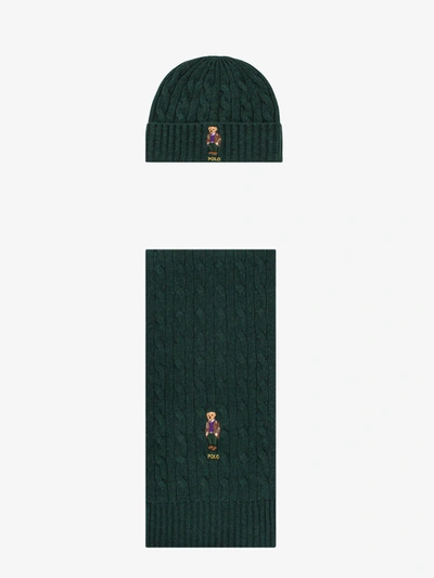 Polo Ralph Lauren Hat And Scarf In Green