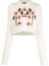 DSQUARED2 DSQUARED2 FLORAL-EMBROIDERED WOOL JUMPER