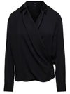 Theory Long Sleeves Wrap Blouse In Black