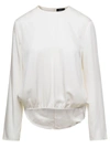 THEORY ROUND NECK WIDE TIE BLOUSE