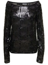 Rotate Birger Christensen Off-the-shoulder Sequined Stretch-mesh Top In Black