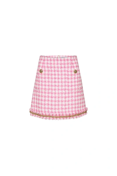 Rebecca Vallance Gabrielle Houndstooth Miniskirt In Pink