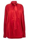 ERMANNO SCERVINO PUSSY-BOW SILK SHIRT SHIRT, BLOUSE RED