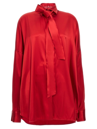 Ermanno Scervino Bowl-detailing Silk-blend Shirt In Red