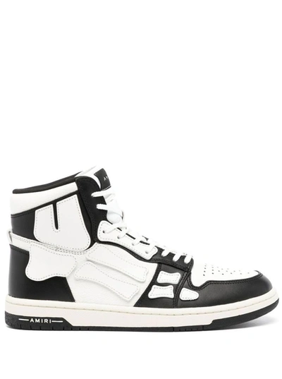 Amiri Black And White 'skel Hi Top' Sneakers In Calf Leather Man In Black / White
