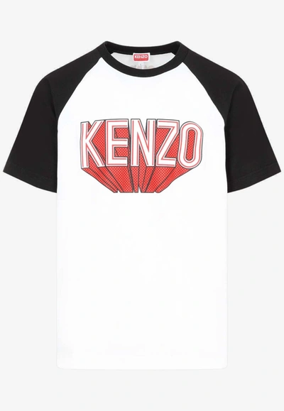 Kenzo Logo-print Raglan-sleeve T-shirt In Off-white