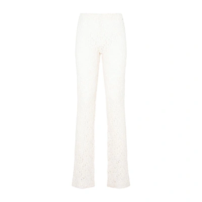 Chloé Lace Detailed Bootcut Trousers In Dusty White