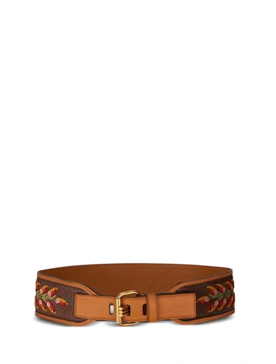 Etro Brown Paisley Belts With Embroideries