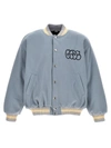 Gcds Graffit-logo Varsity Bomber Jacket In Light Blue