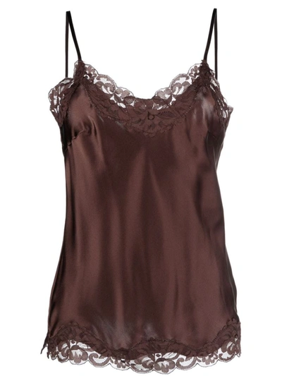 Gold Hawk Laced Top In Brown